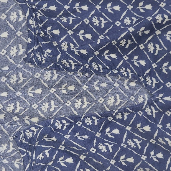 GAP 🐦 Vtg Y2K 🌾 Lightweight Long-sleeve Cornflower Blue Floral Blouse 🪺 Sz S - Picture 7 of 16